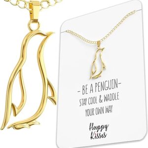 Penguin Necklace Gift For Girls – Happy Penguin Pendant Charm With Funny Gift Card “Stay Cool & Waddle Your Own Way”