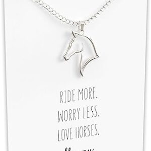 Horse Necklace - Elegant Horse Themed Jewelry for Girls 8-12 & Women - Charm with Message Card - Equestrian Gifts for “I Love Horses” and Racing